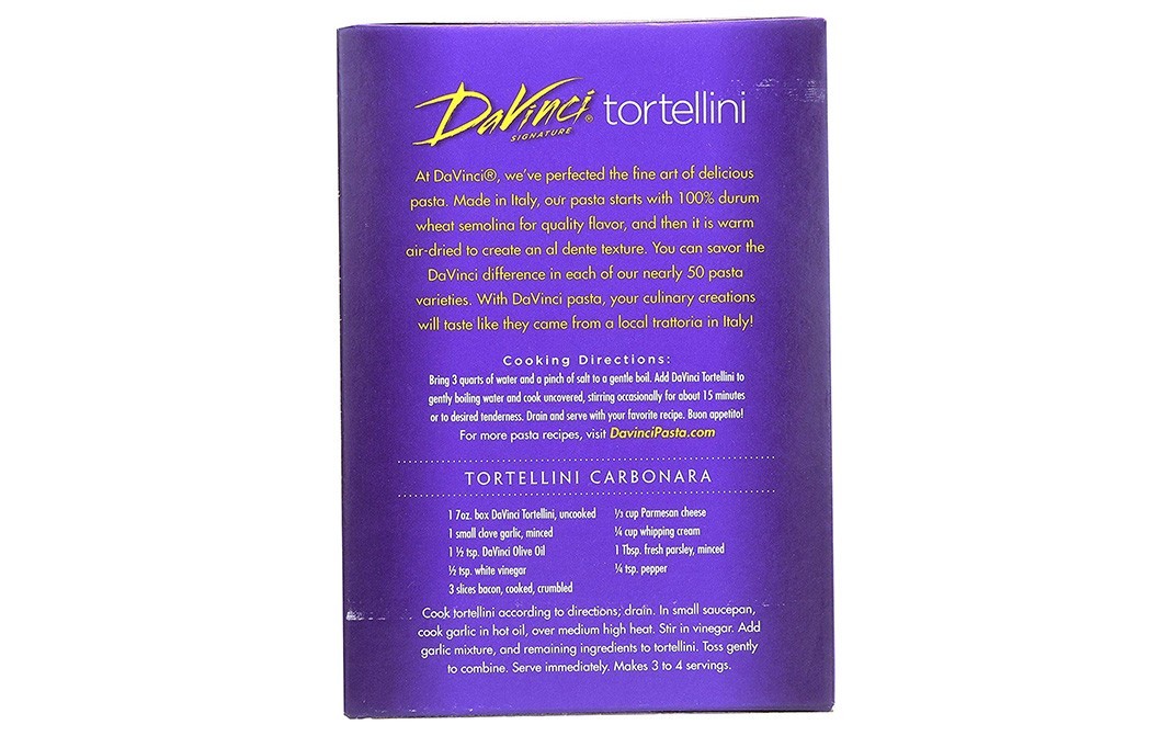 Davinci Signature Tortellini Egg Pasta    Box  198 grams